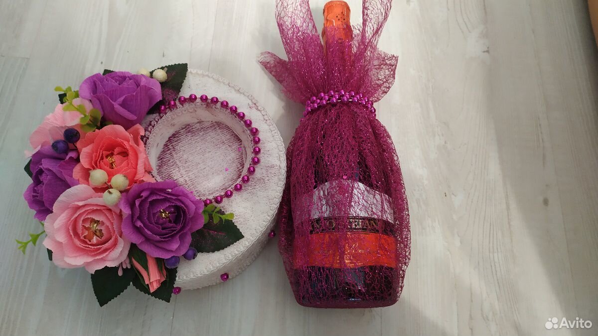 Подарки из конфет с бутылкой шампанского купить на Зозу.ру - фотография № 4