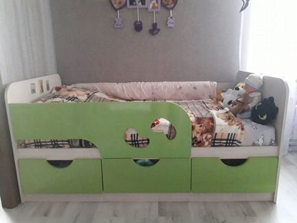 Детская кровать Минима Лего (лайм глянец)