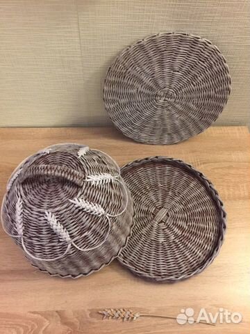 Хлебница с подносом плетёная