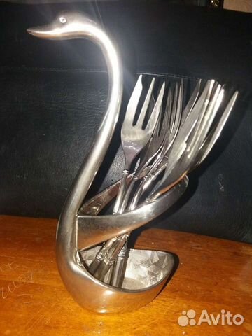 Подарочный набор вилок с подставкой -Лебедь