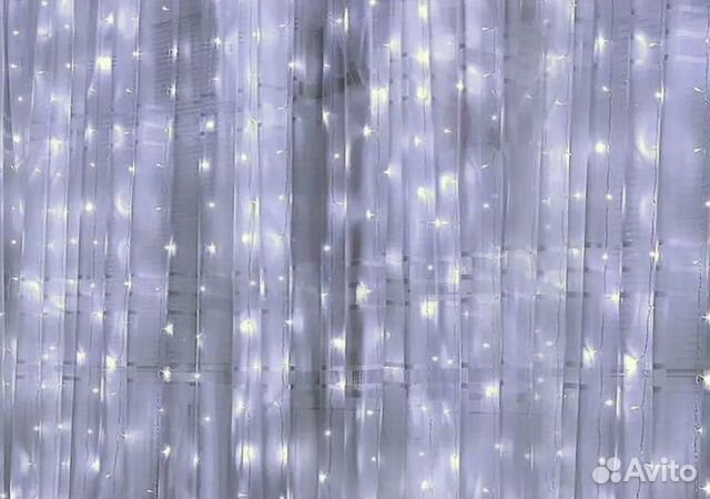 Гирлянда штора новогодняя белая 1,5*1,5 м