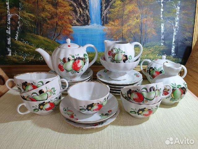 Сервиз чайный на 6 персон Фрукты, лфз, ссср, 1970е