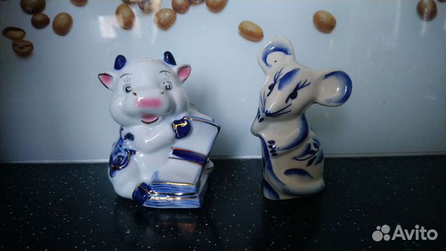 16. Мышка Гжель СССР и бычок копилка