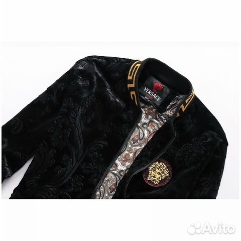 Черный велюровый спортивный костюм Versace мужской