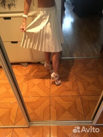 Zara кожаная плиссированная юбка