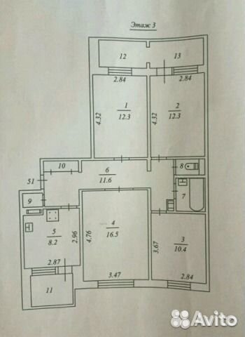 4-к квартира, 76 м², 2/5 эт.