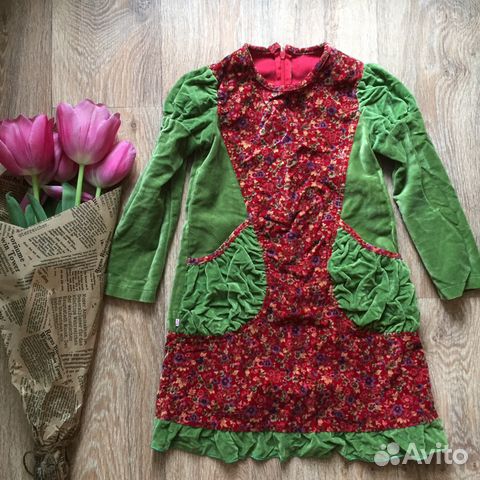 Фирменное велюровое платье р. 104