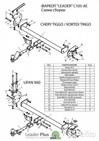 Фаркоп Tiggo Tingo X60 и установка