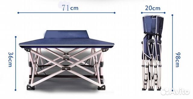Раскладушка туристическая 190см*68см*34см/43см