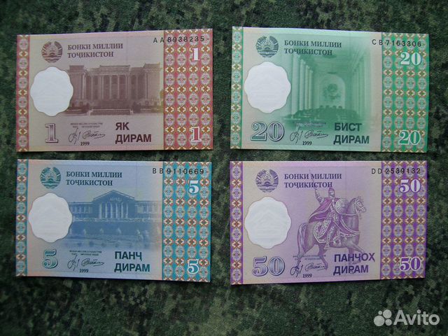 Таджикистан 1994 - 1999 г. UNC