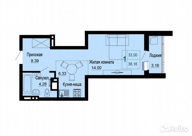 Студия, 36.2 м², 9/24 эт.