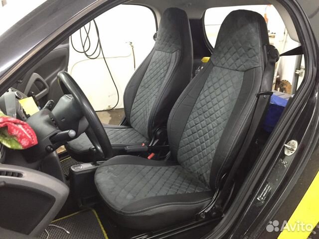 Чехлы на сиденья Smart Fortwo Алькантара Ромб