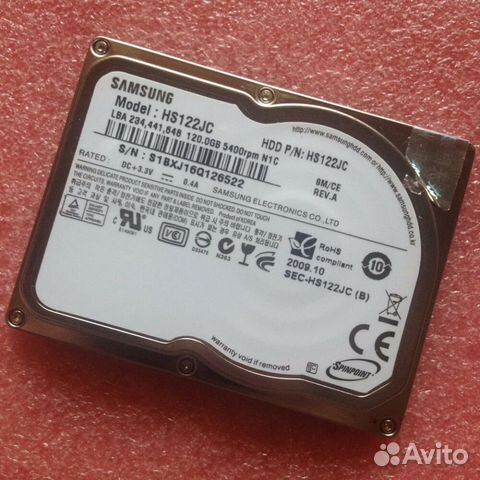 Жёсткий диск SAMSUNG 120Gb разъём ZiF 1.8 дюйма