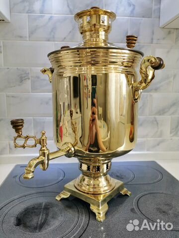 Латунный самовар на дровах с завода объёмом 7л