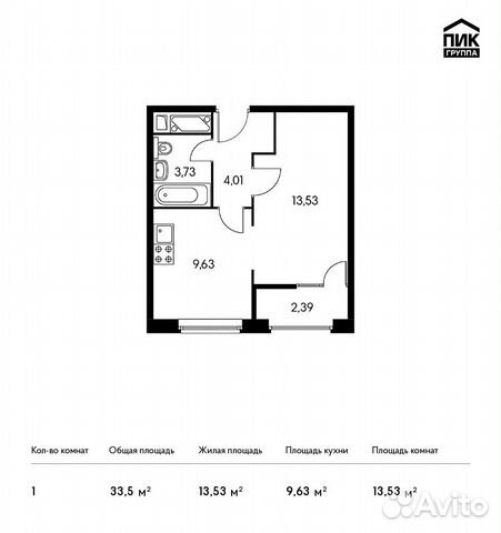 1-к квартира, 33.5 м², 9/25 эт. 1-к квартира, 33.5 м², 9/25 эт.
