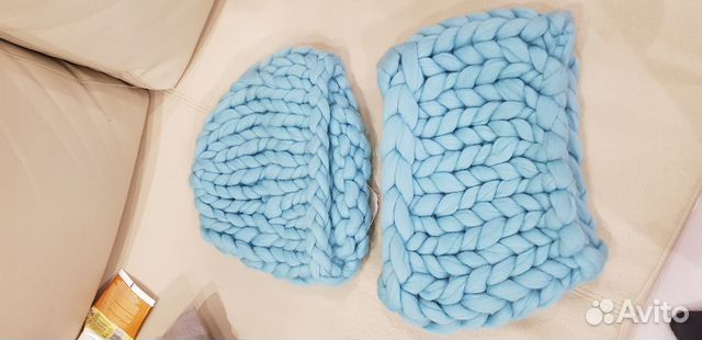 Шапка и снуд из мериносовой шерсти крупной вязки V Шапка и снуд из мериносовой шерсти крупной вязки V