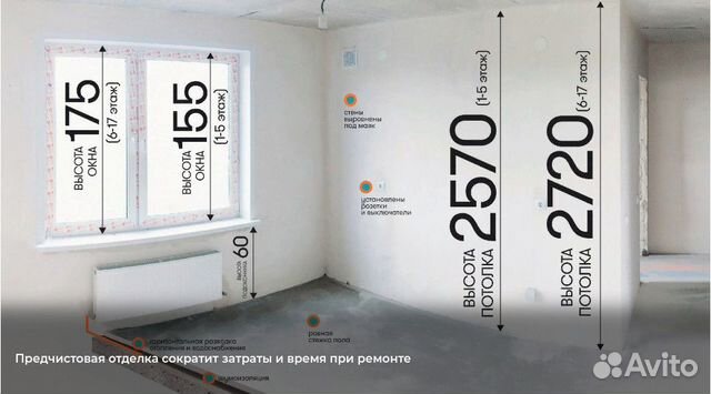 2-к квартира, 60 м², 9/17 эт.
