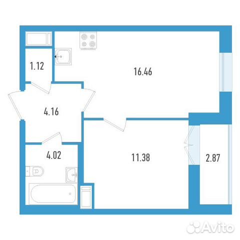 1-к квартира, 38 м², 6/19 эт. 1-к квартира, 38 м², 6/19 эт.