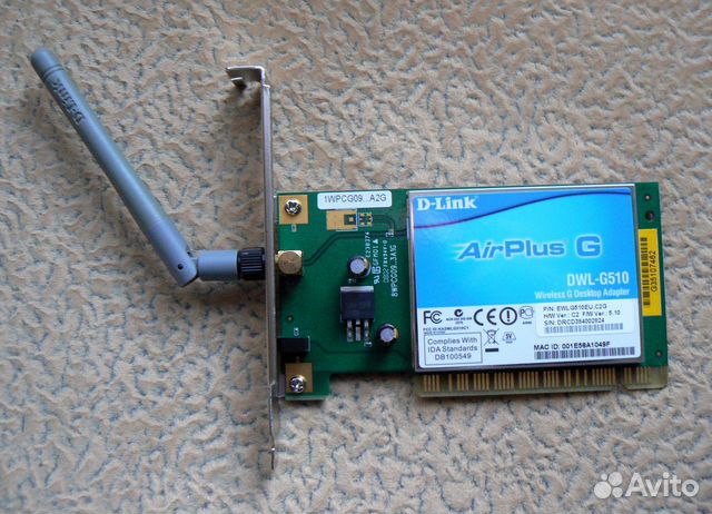 Wi-Fi адаптер D-Link DWL-G510 PCI Wi-Fi адаптер D-Link DWL-G510 PCI