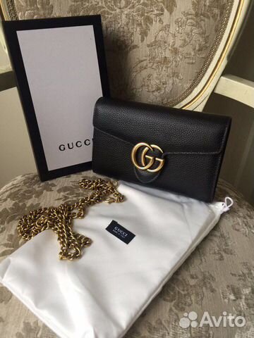 Сумка Gucci Marmont chain Гуччи Плоский Клатч Сумка Gucci Marmont chain Гуччи Плоский Клатч