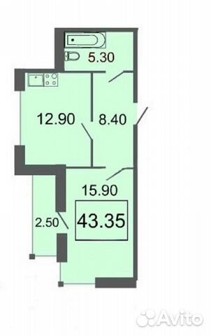 1-к квартира, 43.4 м², 5/19 эт. 1-к квартира, 43.4 м², 5/19 эт.