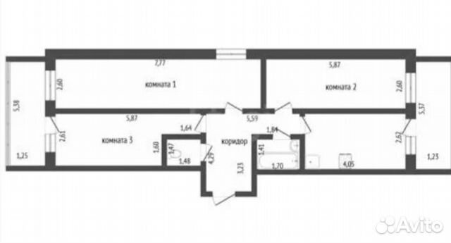 3-к квартира, 72.6 м², 2/3 эт.