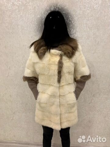 Шуба норковая с воротником из соболя