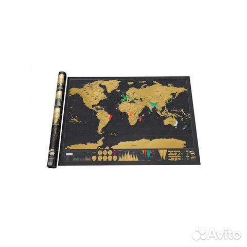 Скретч карта Scratch Map (черно-золотая)