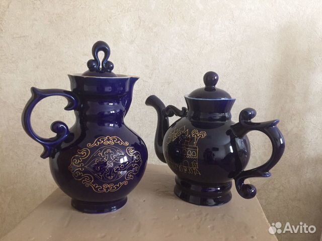 Чайник (кувшин) из синего кобальта с позолотой