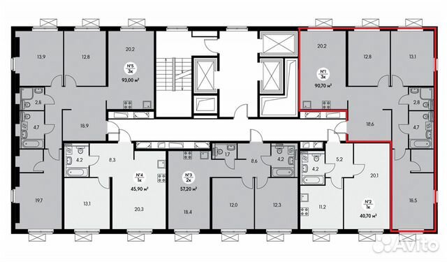 3-к квартира, 91.5 м², 29/33 эт. 3-к квартира, 91.5 м², 29/33 эт.