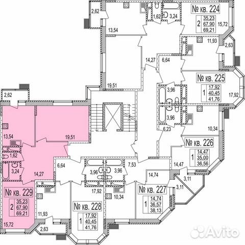 2-к квартира, 69.1 м², 4/7 эт. 2-к квартира, 69.1 м², 4/7 эт.
