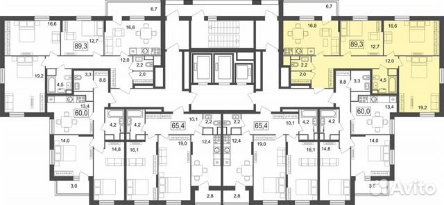 3-к квартира, 89.3 м², 10/25 эт. 3-к квартира, 89.3 м², 10/25 эт.
