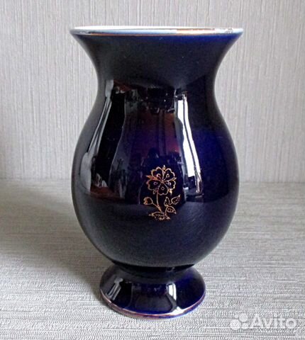 Ваза лфз СССР 1 сорт кобальт малая 12 см 1950-60-е