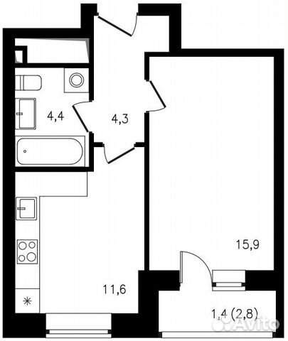 1-к квартира, 37.6 м², 25/25 эт.