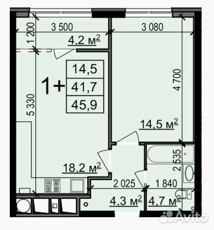 1-к квартира, 45.9 м², 8/25 эт.