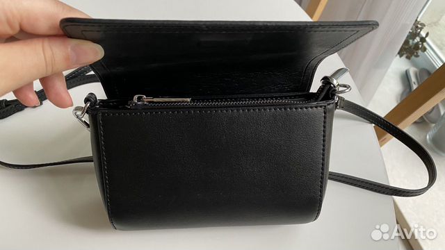 Клатч нат. кожа, чёрный с ремешком кросс боди