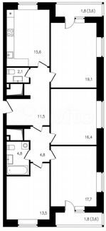 4-к квартира, 109.1 м², 14/14 эт.