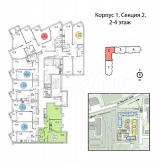 2-к квартира, 59.4 м², 4/22 эт.