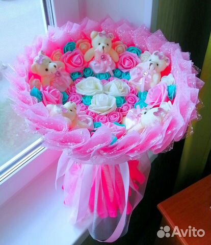Букеты из мягких игрушек в наличии и на заказ
