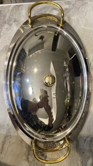 Блюдо овальное с крышкой Евро из пищевой стали с т