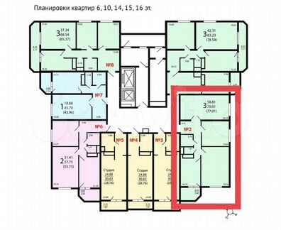 3-к. квартира, 80 м², 15/17 эт.