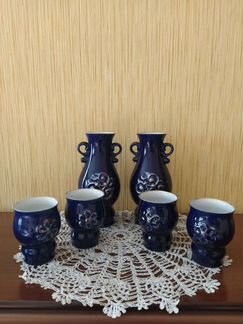 Фарфоровые вазочки. Кобальт