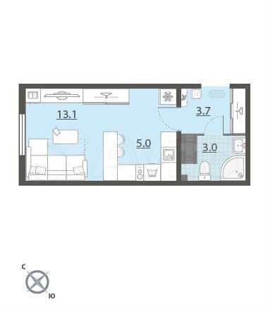 Квартира-студия, 25,2 м², 20/25 эт.