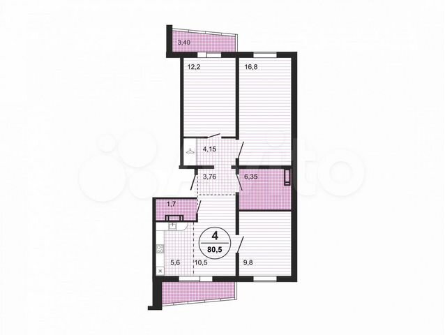 4-к. квартира, 76,1 м², 1/11 эт.