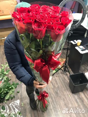 21 роза высокая эквадор 180 см