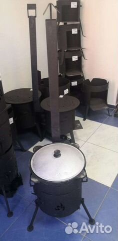 Казан чугунный узбекский Наманган + печь. Комплект