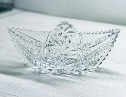 Хрустальная конфетница СССР ладья 2 шт