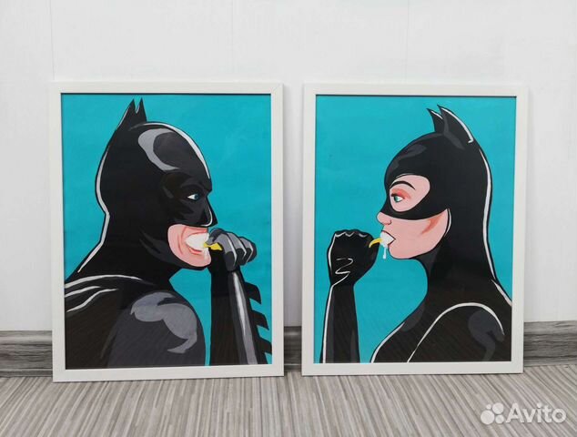 Двойная картина акрилом в стиле поп-арт