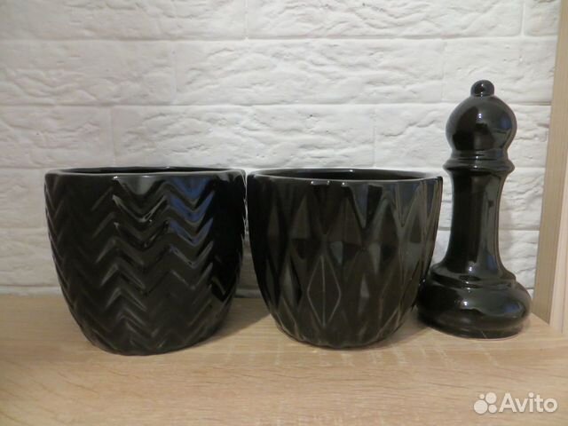 Горшки для цветов 3шт и декор(всё новое,керамика)