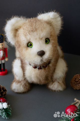 Щенок из натуральной норки. Интерьерная игрушка